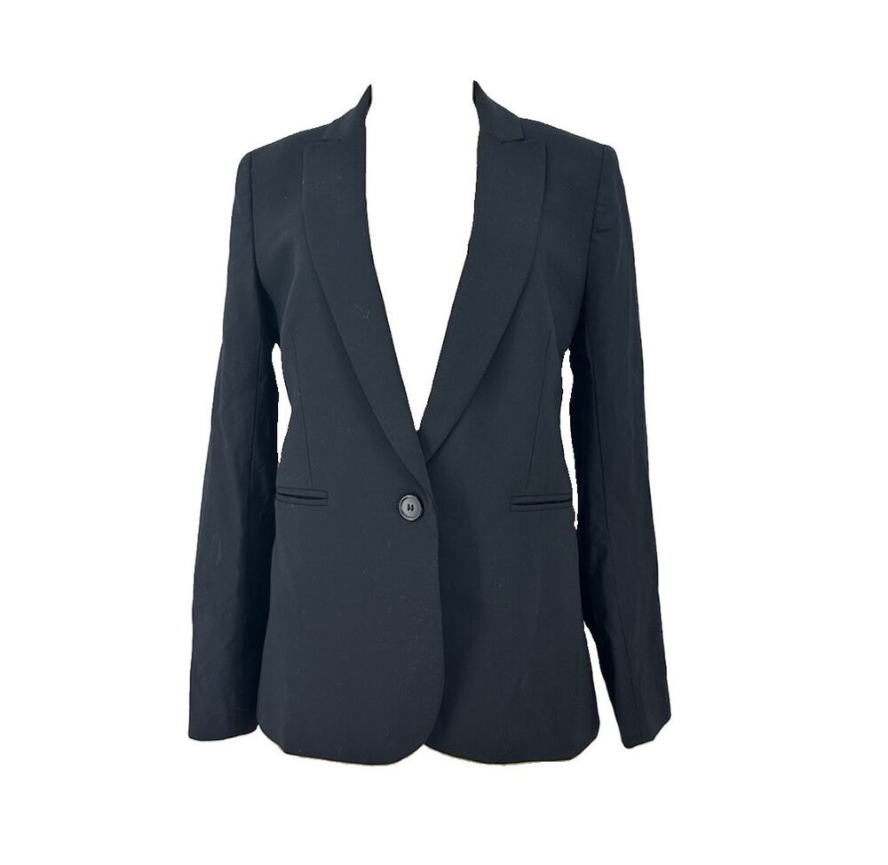 J. Crew Size 2 Women 365 Italian Wool Blend Jacket Blazer Black J5283 28-17